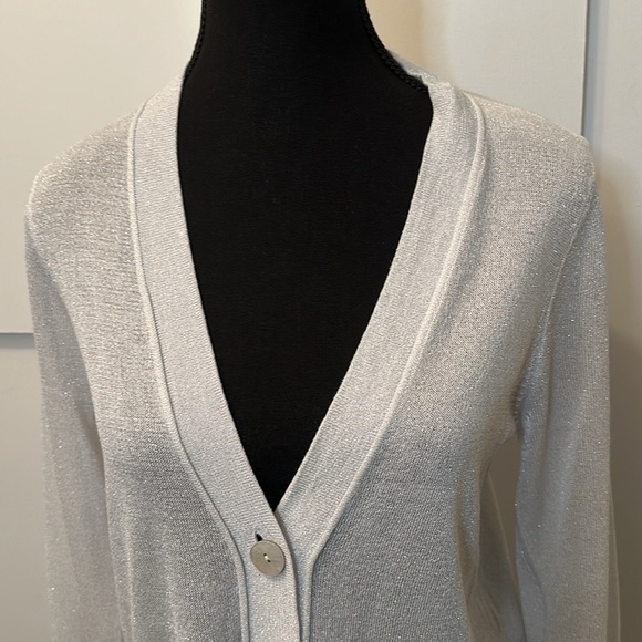 Chico's white glittery cardigan woman size XS - Picture 4 of 8